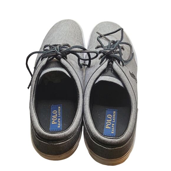 Polo Ralph Lauren Faxon Men Size 13 Boat Shoes Low Canvas Gray Sneakers Preppy - Picture 5 of 9